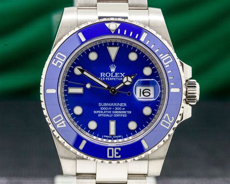 rolex submariner blue 18k gold solid|rolex submariner white gold price.